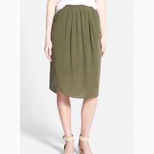 Madewell Green Silk Island midi Skirt